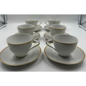 Vintage Czechoslovakian Set of 6 Cups and Saucers circa 1962